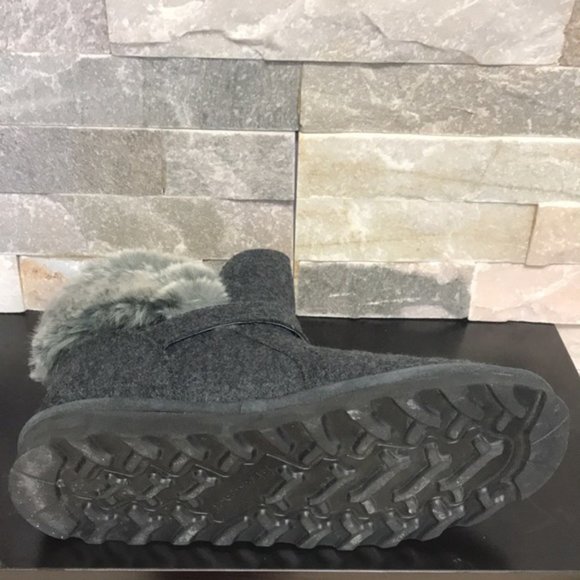 Gray Faux Fur Women's Ankle Boots - Picture 2 of 7